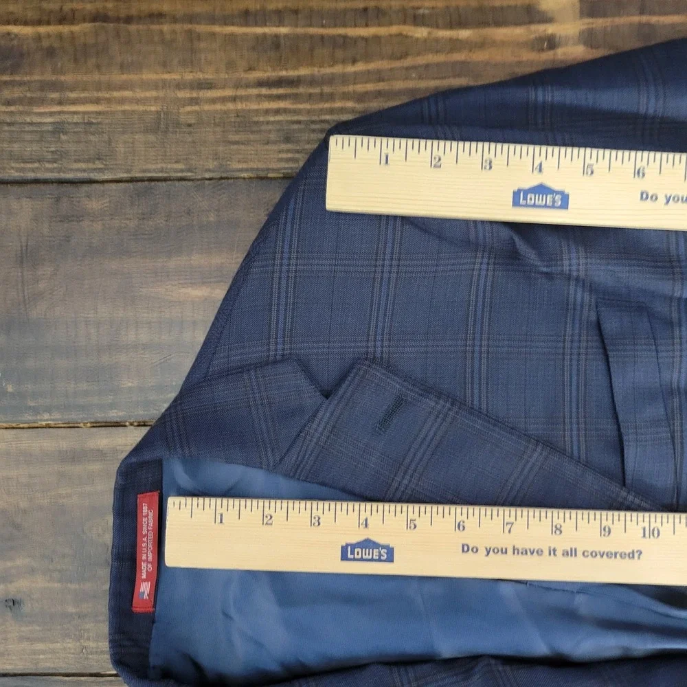Hart Schaffner‎ Marx Men's Sport Coat Blazer Two Button Blue Plaid Wool 42R
